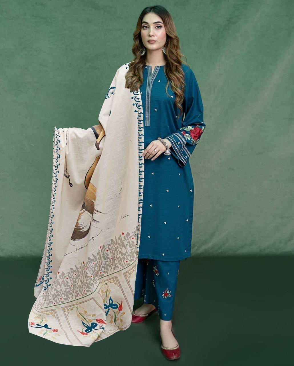 WINTER COLLECTION DHANAK EMBROIDERY 3PC