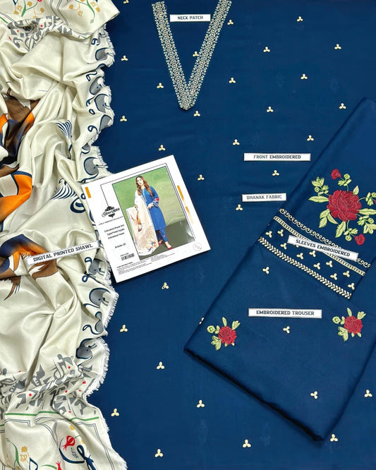 WINTER COLLECTION DHANAK EMBROIDERY 3PC