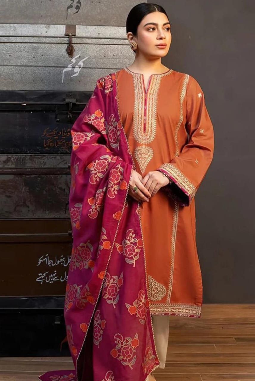 WINTER COLLECTION DHANAK EMBROIDERY 3 PC