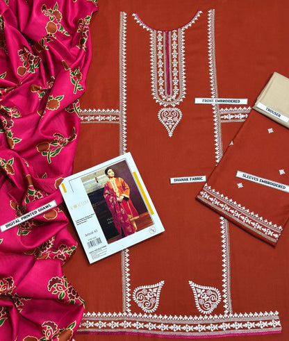 WINTER COLLECTION DHANAK EMBROIDERY 3 PC