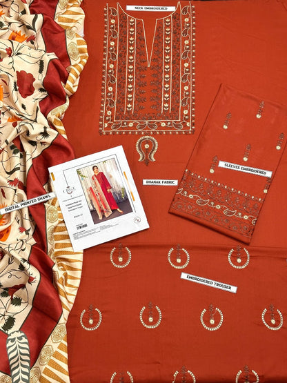 WINTER COLLECTION DHANAK EMBROIDERY 3PC
