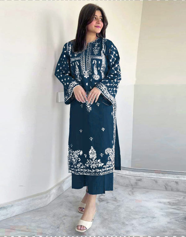 2 PC EMBROIDERED DHANAK