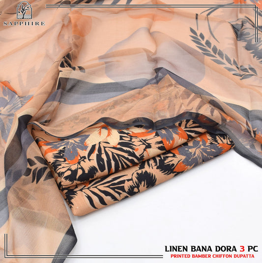 BANA DORA LINEN 3PC CHAFFON DUPATTA