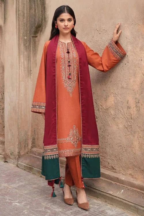 3 PC EMBROIDERED DHANAK - AB334