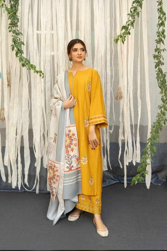 WINTER COLLECTION DHANAK EMBROIDERY 3PC
