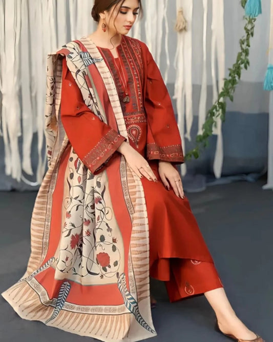 WINTER COLLECTION DHANAK EMBROIDERY 3PC