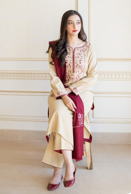 WINTER COLLECTION DHANAK EMBROIDERY 3PC