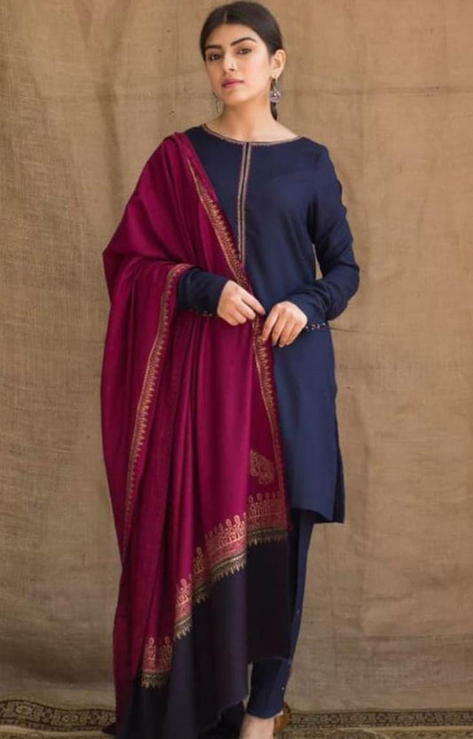 WINTER COLLECTION DHANAK EMBROIDERY 3PC