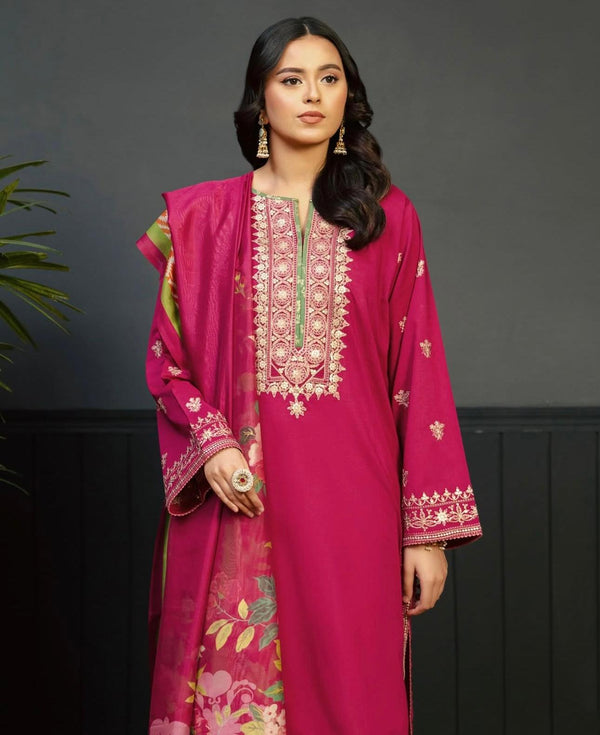 3 PC EMBROIDERED DHANAK - AB322