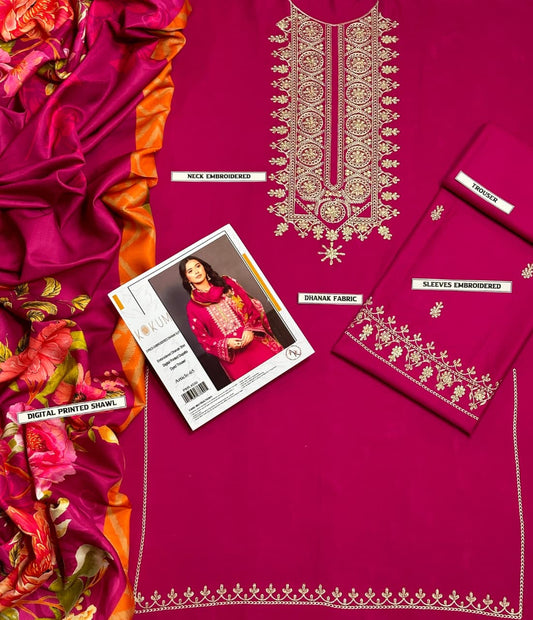 WINTER COLLECTION DHANAK EMBROIDERY 3PC