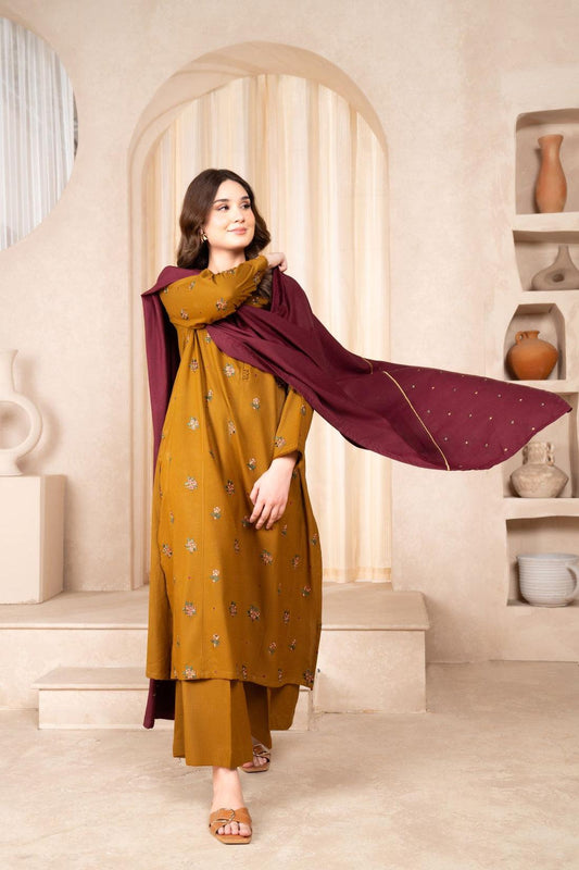 WINTER COLLECTION DHANAK EMBROIDERY 3PC