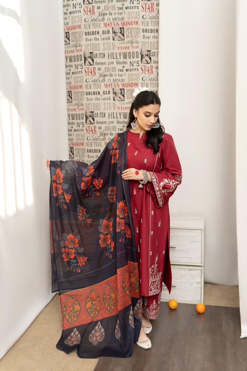 WINTER COLLECTION DHANAK EMBROIDERY 3PC