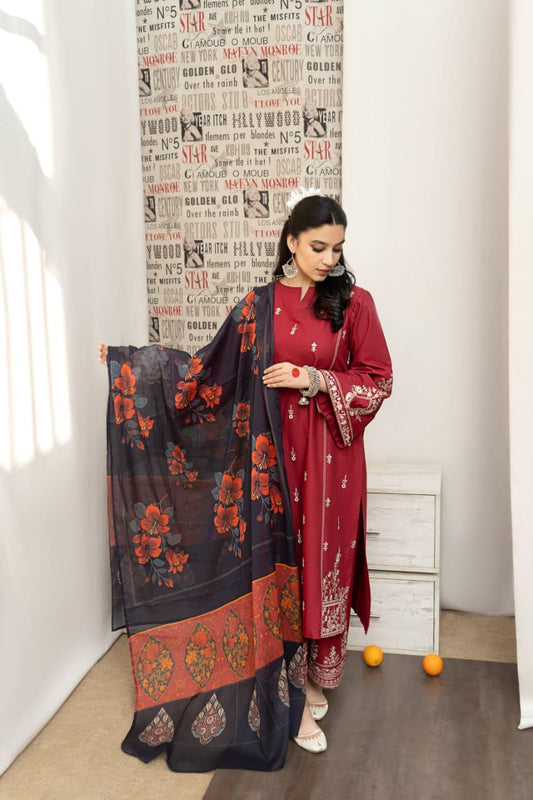 WINTER COLLECTION DHANAK EMBROIDERY 3PC