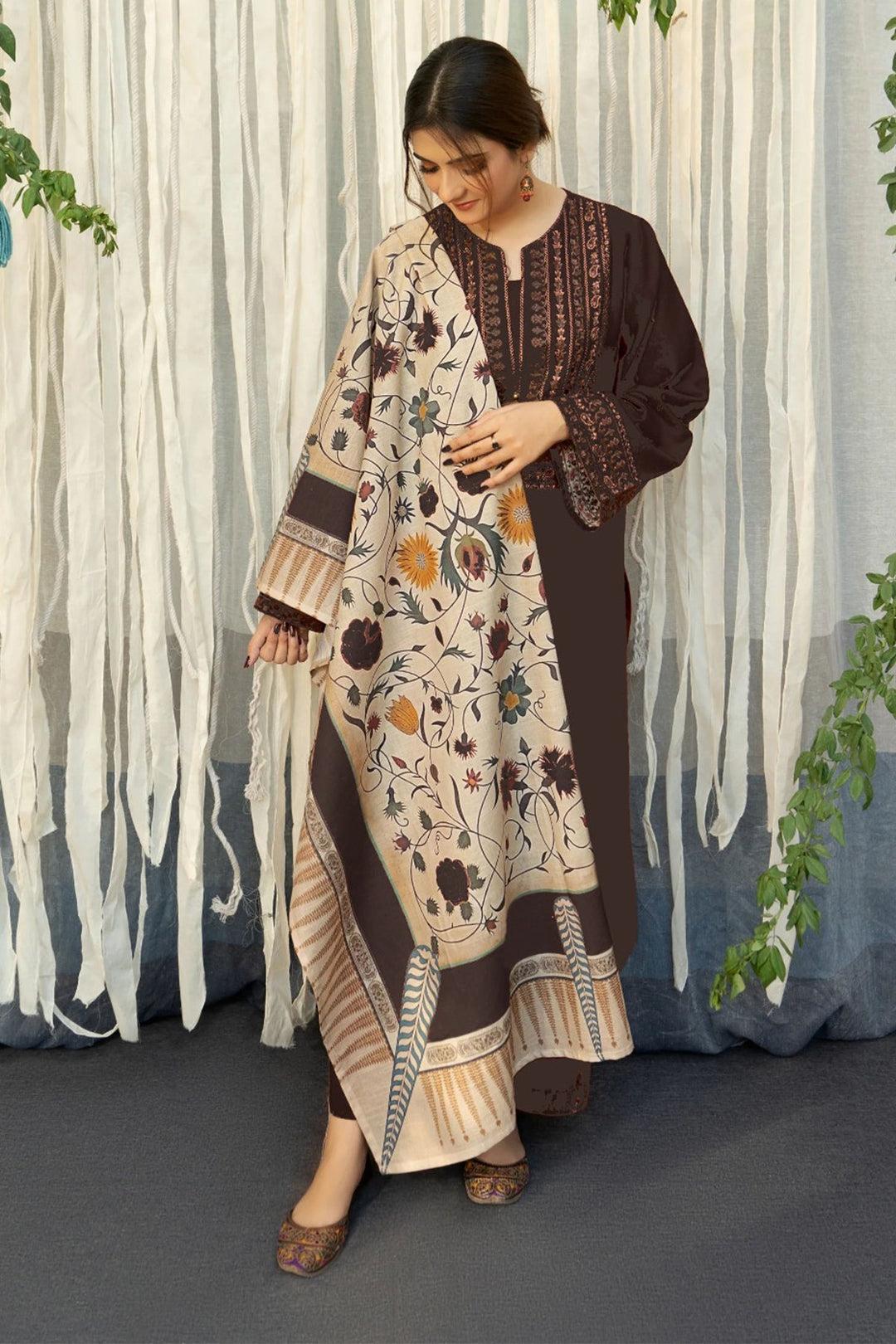 WINTER COLLECTION DHANAK EMBROIDERY 3PC