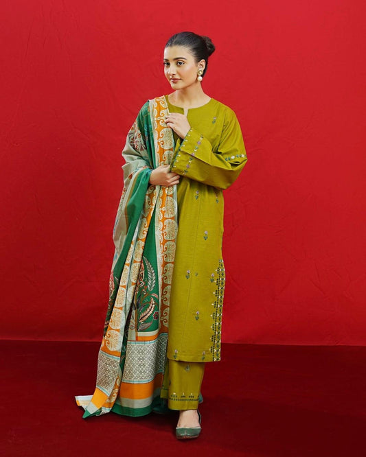 WINTER COLLECTION DHANAK EMBROIDERY 3PC
