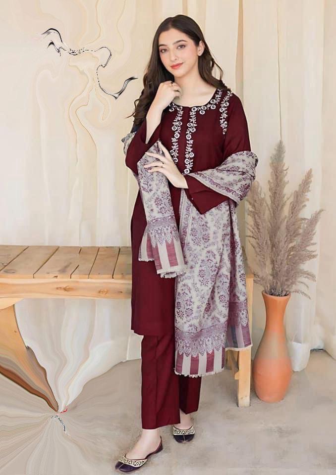 WINTER COLLECTION DHANAK EMBROIDERY 3PC