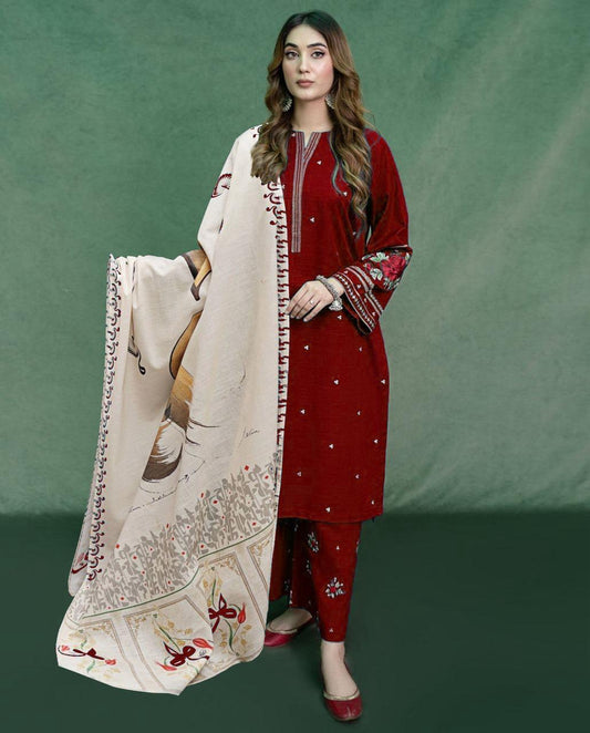 WINTER COLLECTION DHANAK EMBROIDERY 3PC