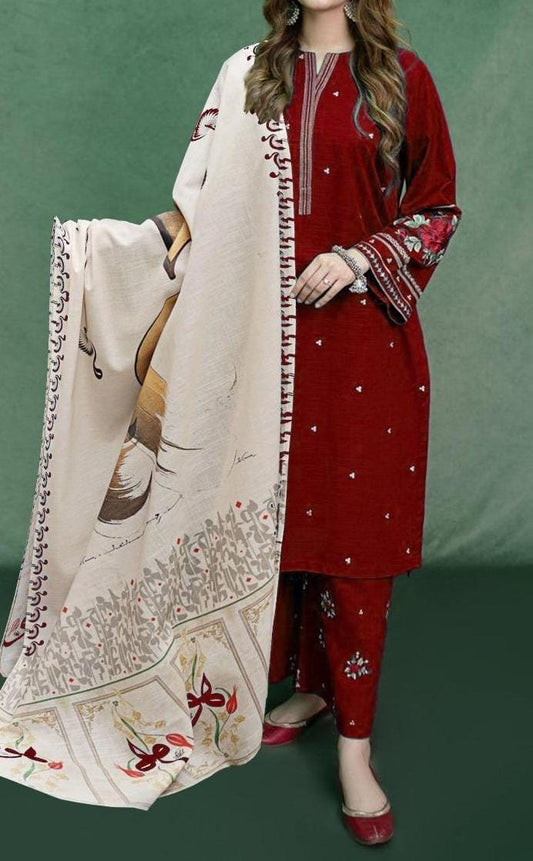 WINTER COLLECTION DHANAK EMBROIDERY 3PC