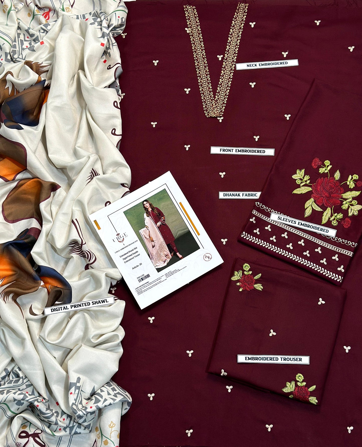 WINTER COLLECTION DHANAK EMBROIDERY 3PC