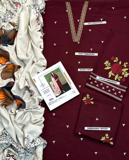 WINTER COLLECTION DHANAK EMBROIDERY 3PC