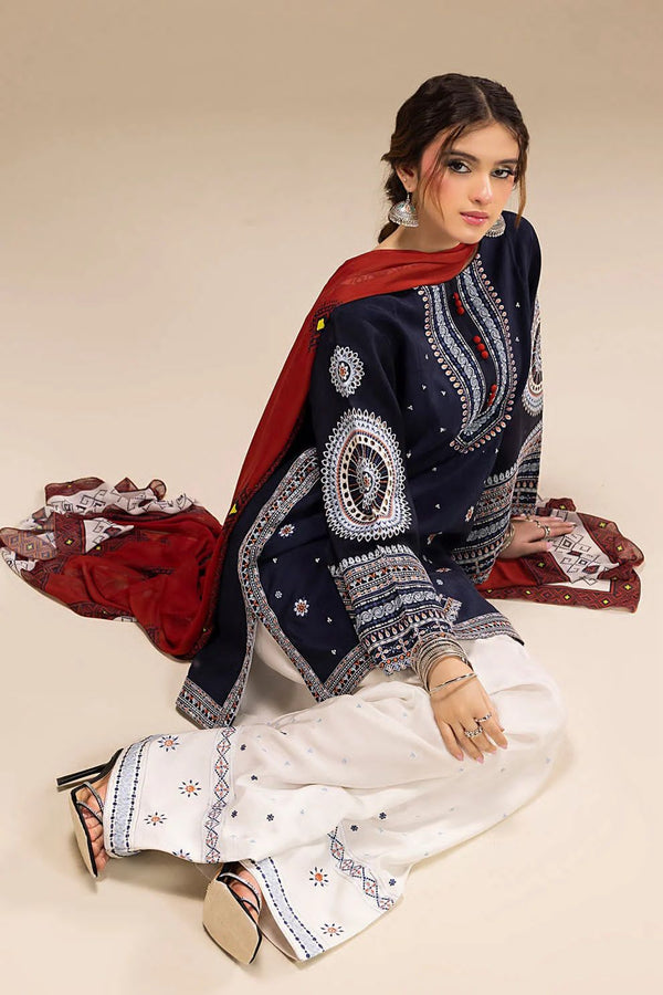 3 PC EMBROIDERED DHANAK - AB132