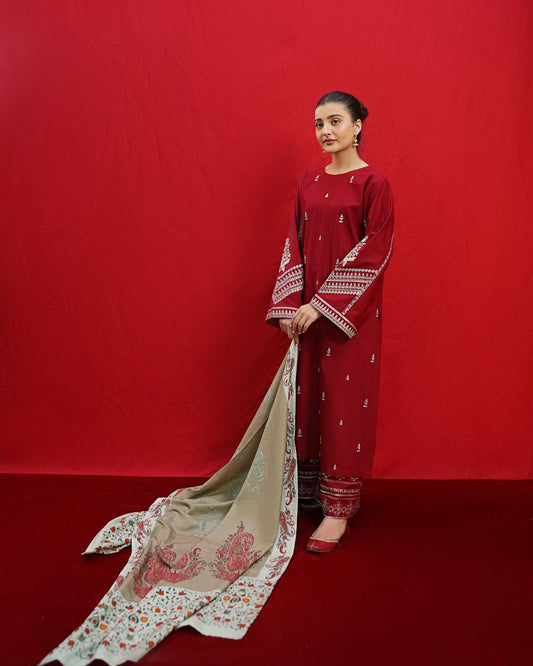 WINTER COLLECTION DHANAK EMBROIDERY 3 PC