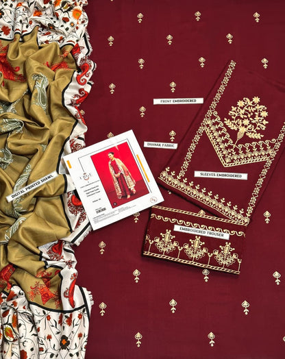 WINTER COLLECTION DHANAK EMBROIDERY 3 PC