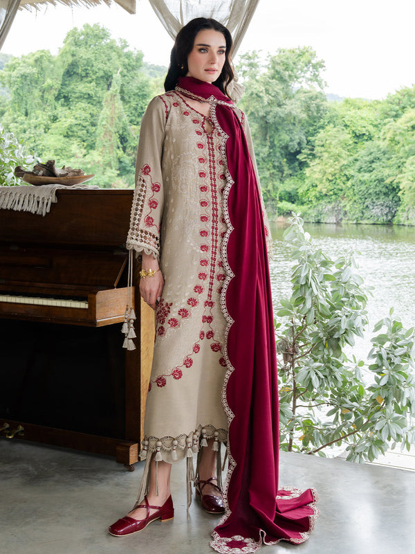 3 PC EMBROIDERED DHANAK - AB121